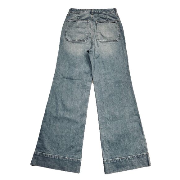 J Crew '96 Denim Trouser Jeans 27 (28x31) Blue Wide Leg High Rise Womens - Picture 3 of 11